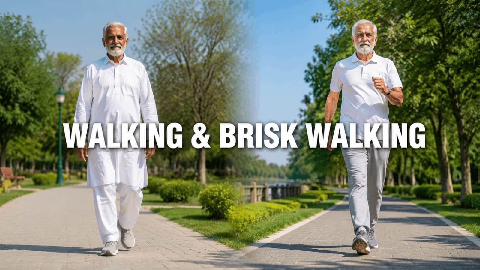 Man practicing walking and brisk walking for low impact fat loss