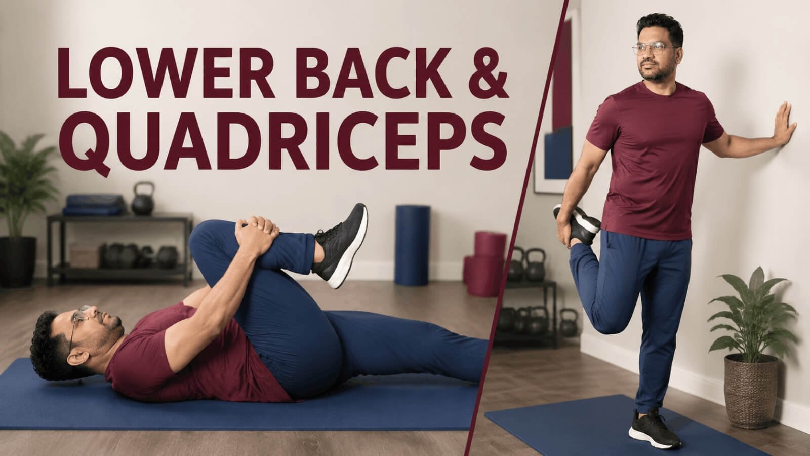 Lower back and quadriceps stretches for beginner flexibility routine