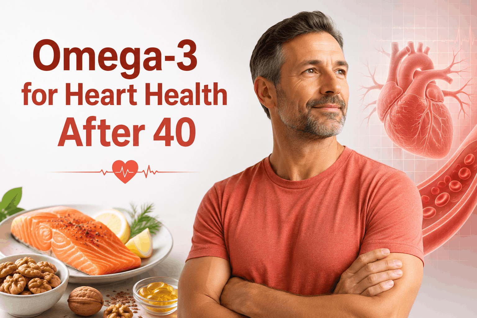 Omega 3 benefits for heart health and circulation in men over 40
