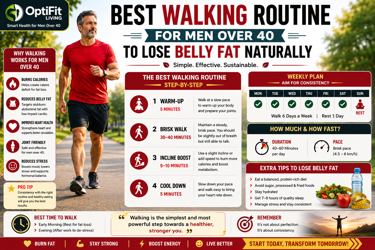 Best Walking Routine for Men Over 40 to Lose Belly Fat Naturally