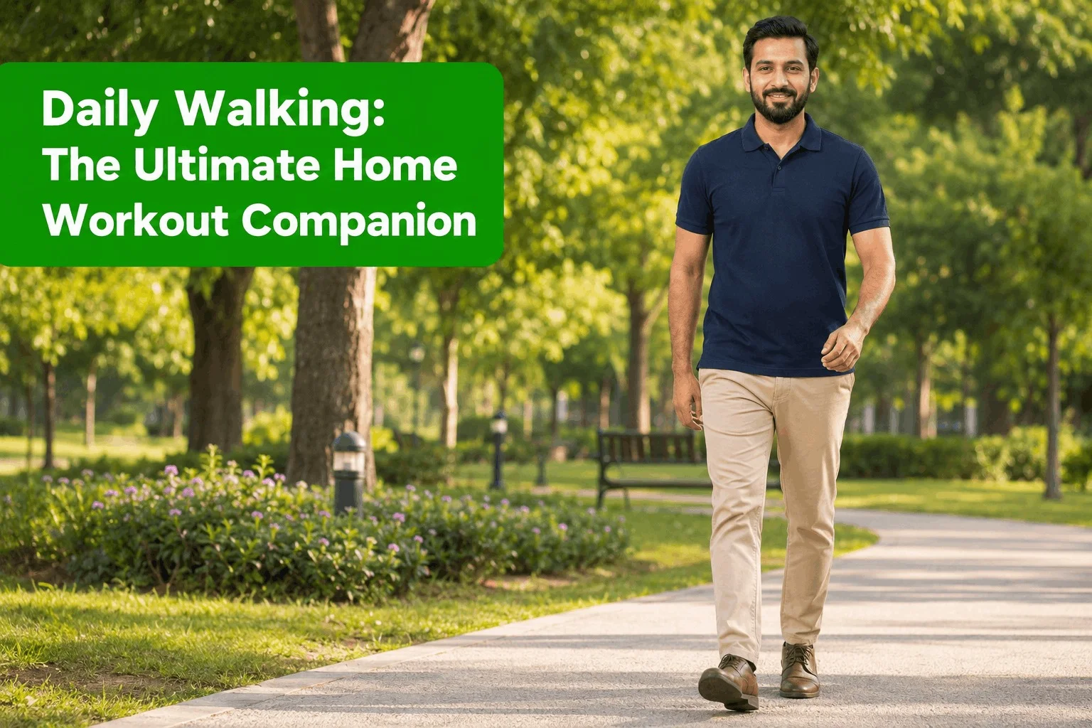 Man walking outdoors in a park for daily walking and cardiovascular health