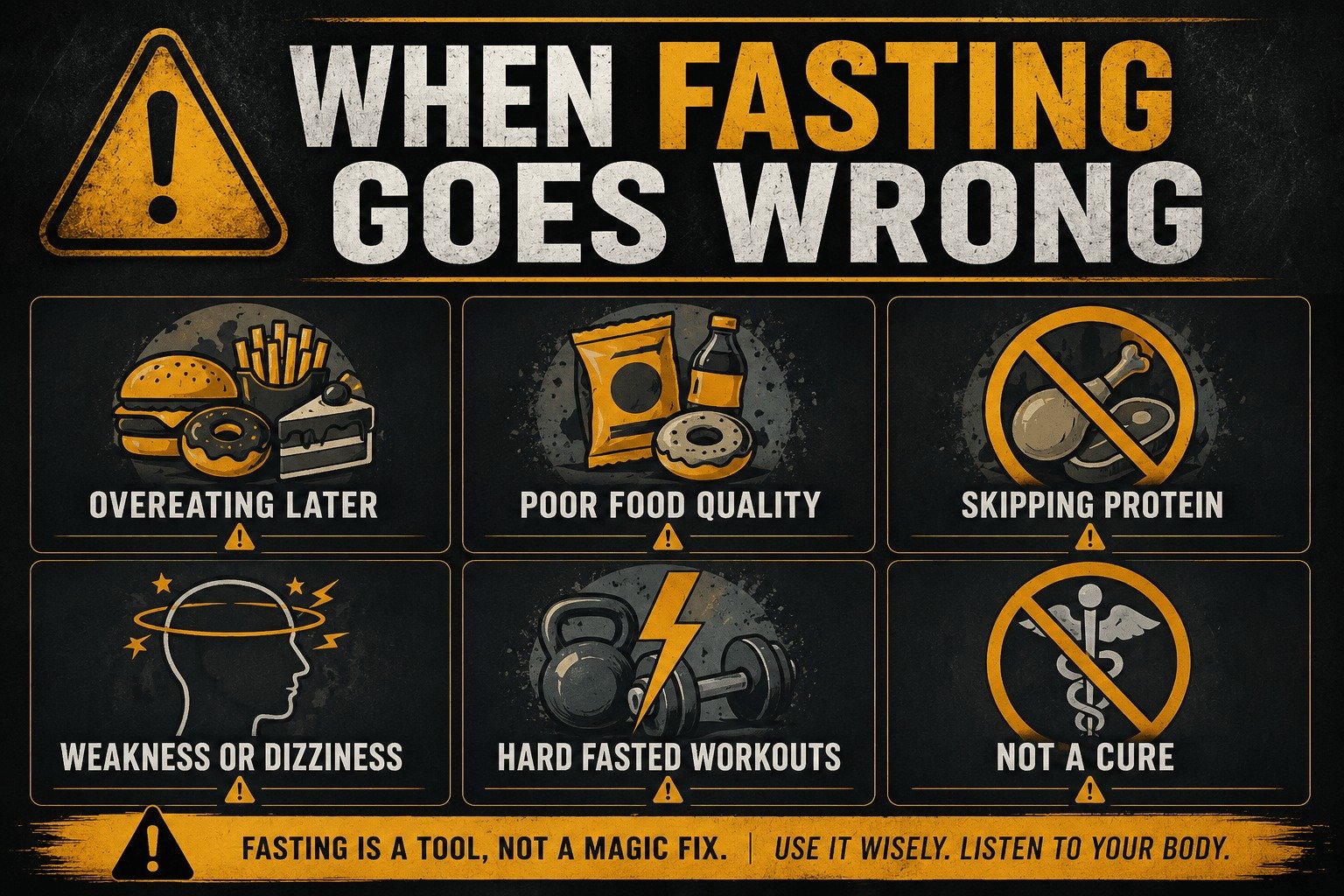 Infographic showing how intermittent fasting can go wrong and affect your normal blood sugar levels chart by age targets.