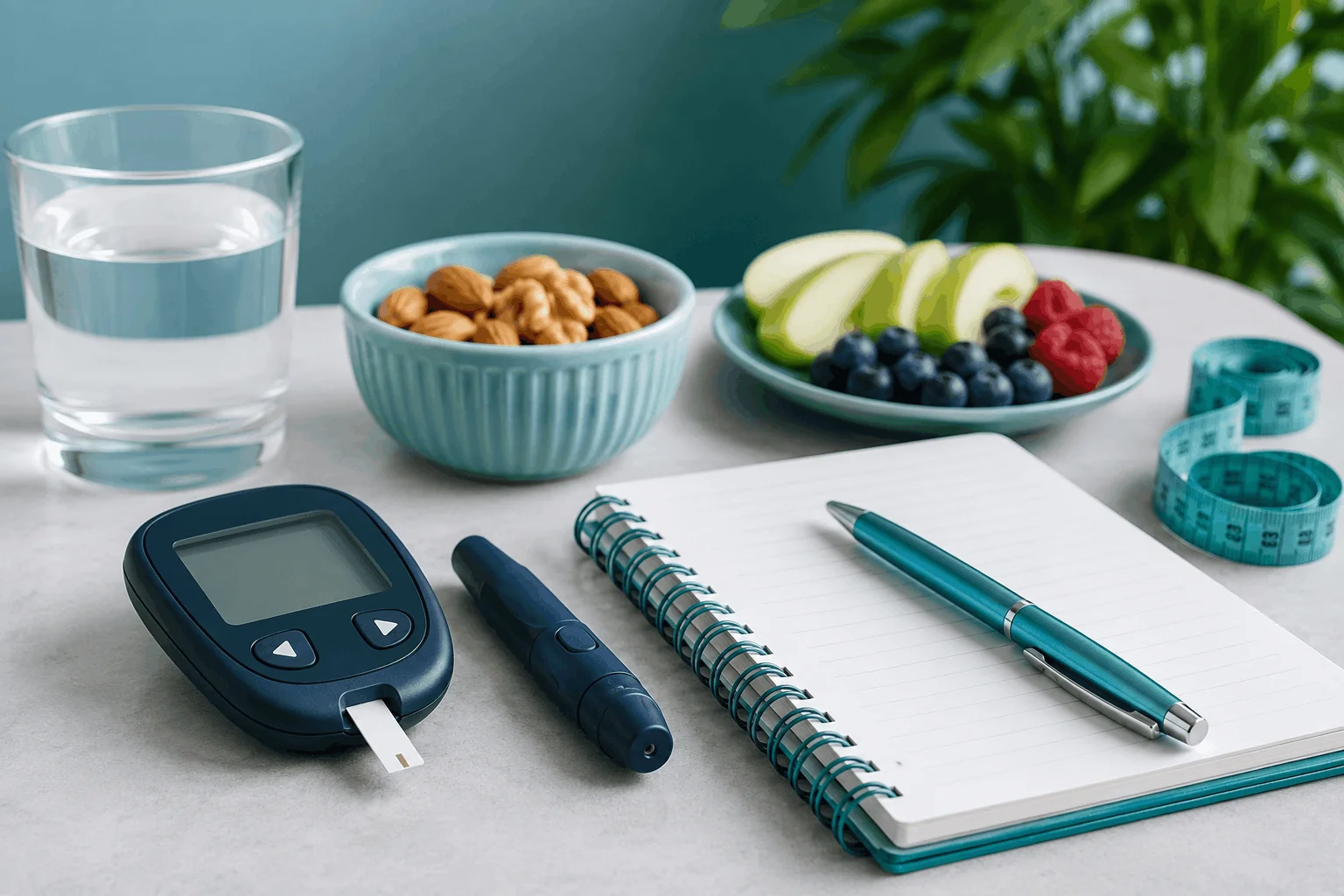 A professional dark infographic displaying prediabetes risk factors including age 40 plus, belly fat, low activity, and poor sleep