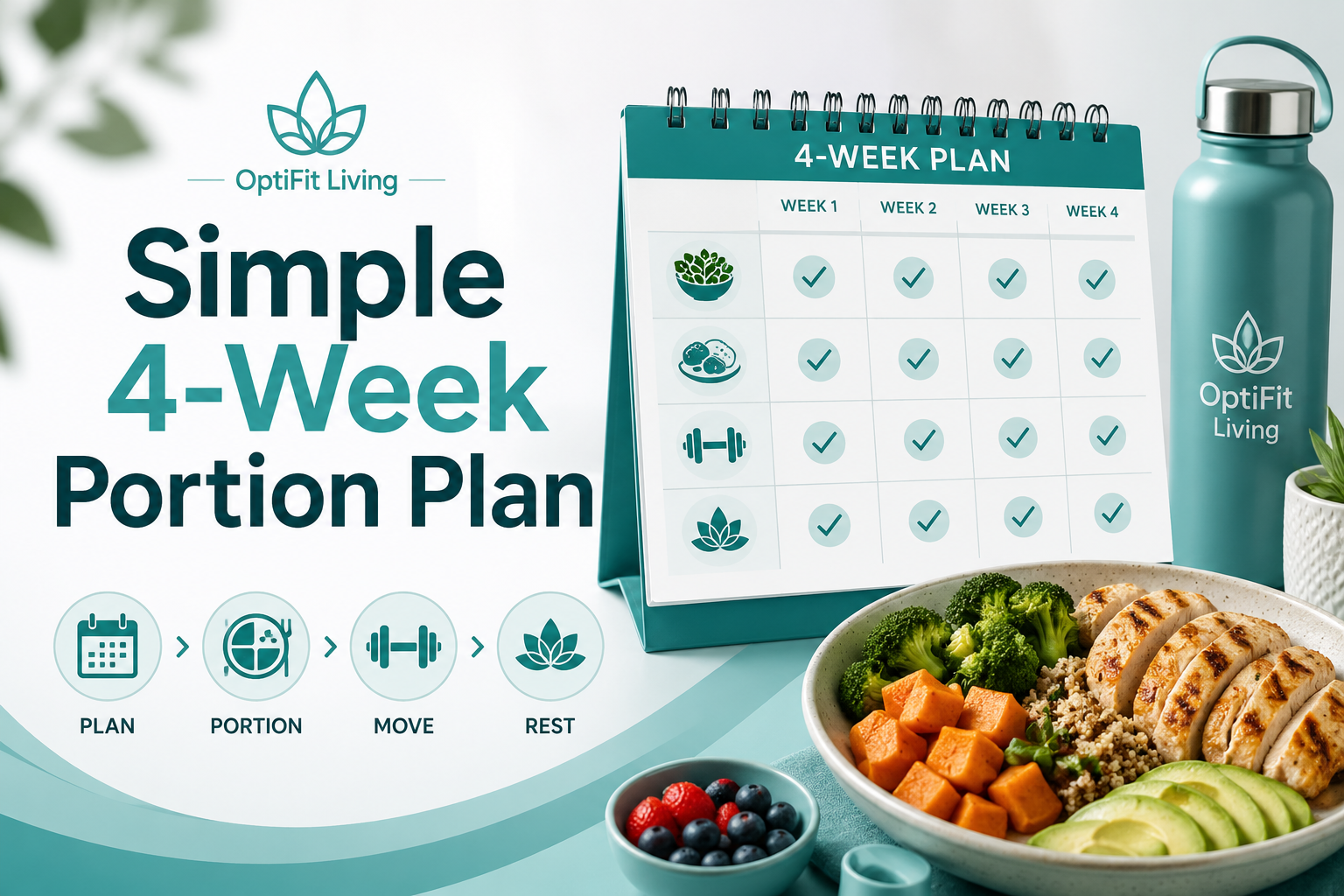 Simple four week action plan to lose weight with portion control after 40.