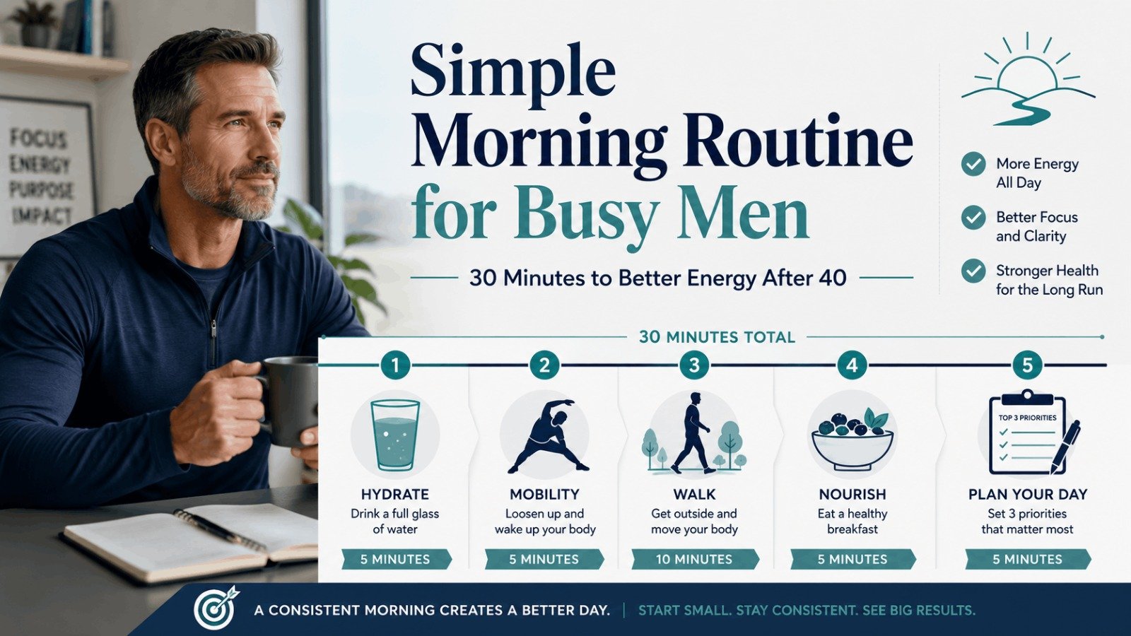 A healthy man eating a protein-rich breakfast with eggs, yogurt, and berries, illustrating what vitamin gives you energy like B12 and Vitamin D.