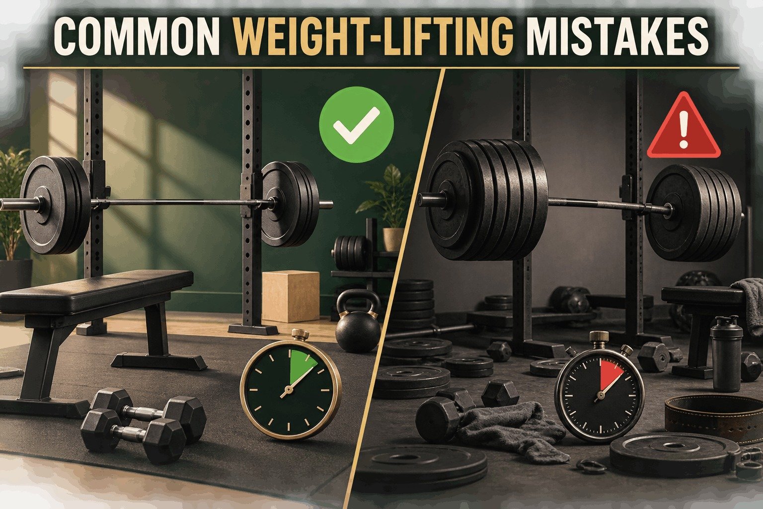 Common weight lifting mistakes for men at 40 compared with safe lifting habits