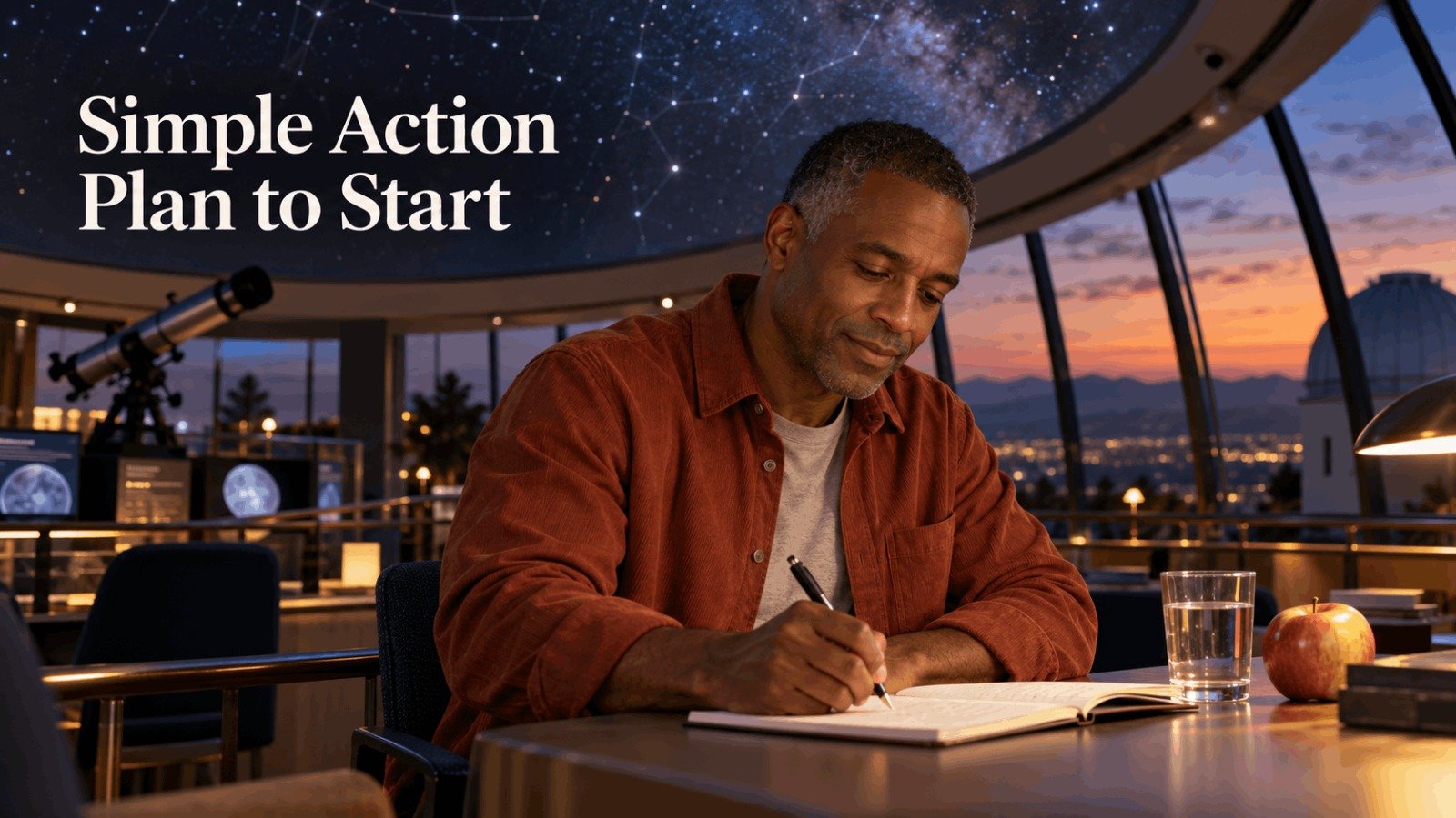 Simple two-month weight loss action plan written in a notebook